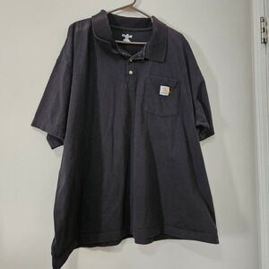 Carhartt Mens 2XL Black Short Sleeve Pocket Polo Shirt Cotton Workwear K121